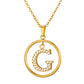 Initial Necklace for Women, Round Frame Letter Pendant, A to Z Alphabet Charm Necklace, Pave Initial Jewelry