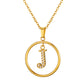 Initial Necklace for Women, Round Frame Letter Pendant, A to Z Alphabet Charm Necklace, Pave Initial Jewelry
