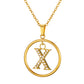 Initial Necklace for Women, Round Frame Letter Pendant, A to Z Alphabet Charm Necklace, Pave Initial Jewelry