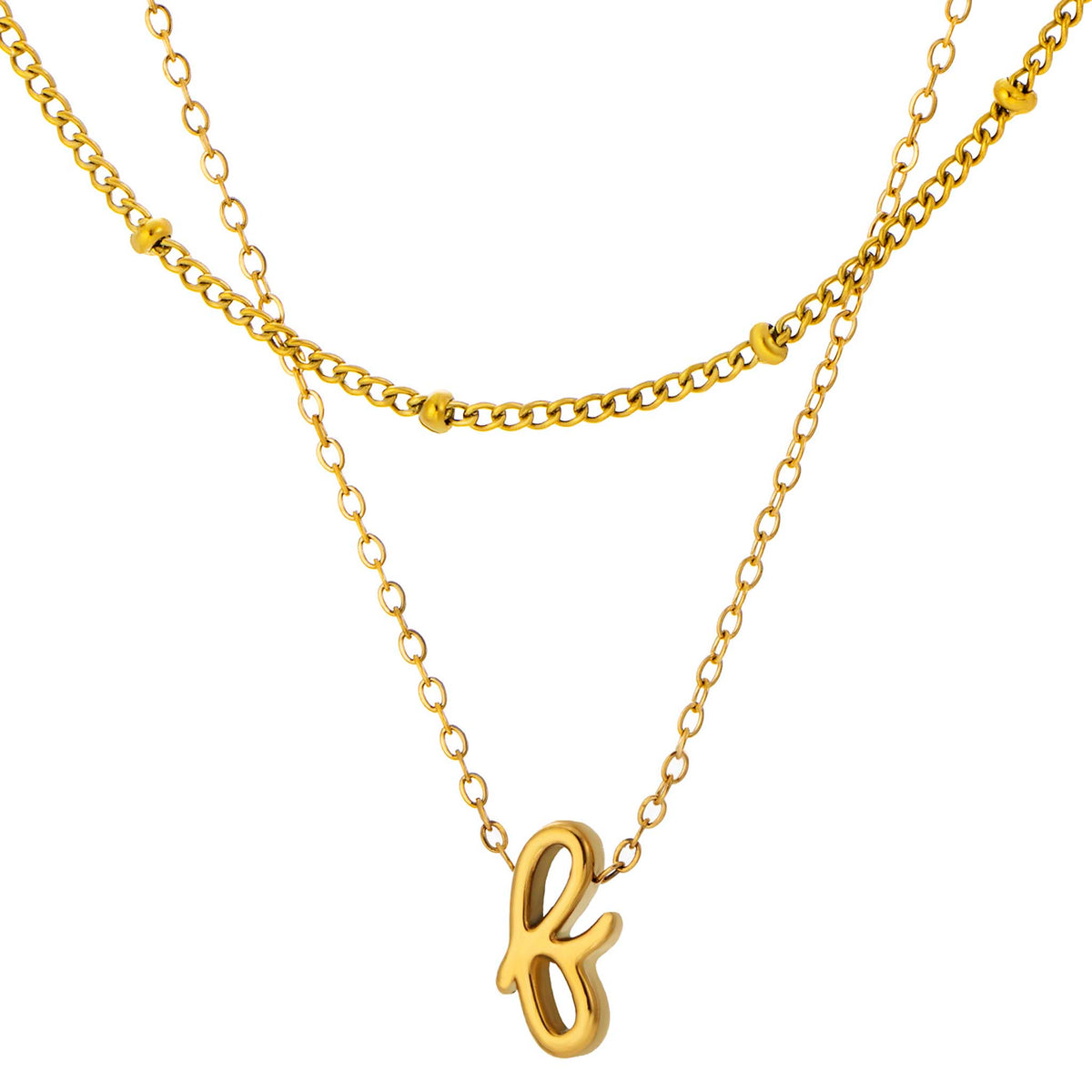 Initial Necklace for Women, Layered Beaded Chain Necklace, A to Z Letter Pendant Jewelry for Daily Wear