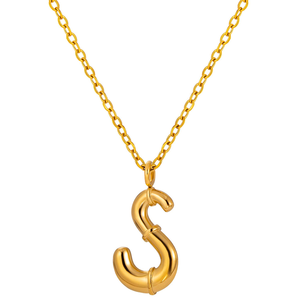 Initial Necklace for Women, Bubble Letter Pendant Necklace, Alphabet Charm Necklace, A to Z Personalized Jewelry