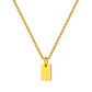 Stainless Steel Initial Necklace for Men and Women, Gold Tone Rectangular Letter Pendant Necklace, A to Z Alphabet Jewelry