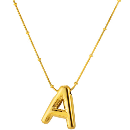 Initial Necklace for Women, Bubble Letter Pendant Necklace, A to Z Alphabet Charm, Beaded Chain Jewelry