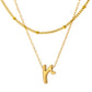 Initial Necklace for Women, Layered Beaded Chain Necklace, A to Z Letter Pendant Jewelry for Daily Wear