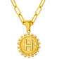 Initial Necklace for Women, Round Coin Letter Pendant, Textured Medallion Charm, Paperclip Chain Jewelry for Daily Wear