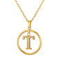 Initial Necklace for Women, Round Frame Letter Pendant, A to Z Alphabet Charm Necklace, Pave Initial Jewelry