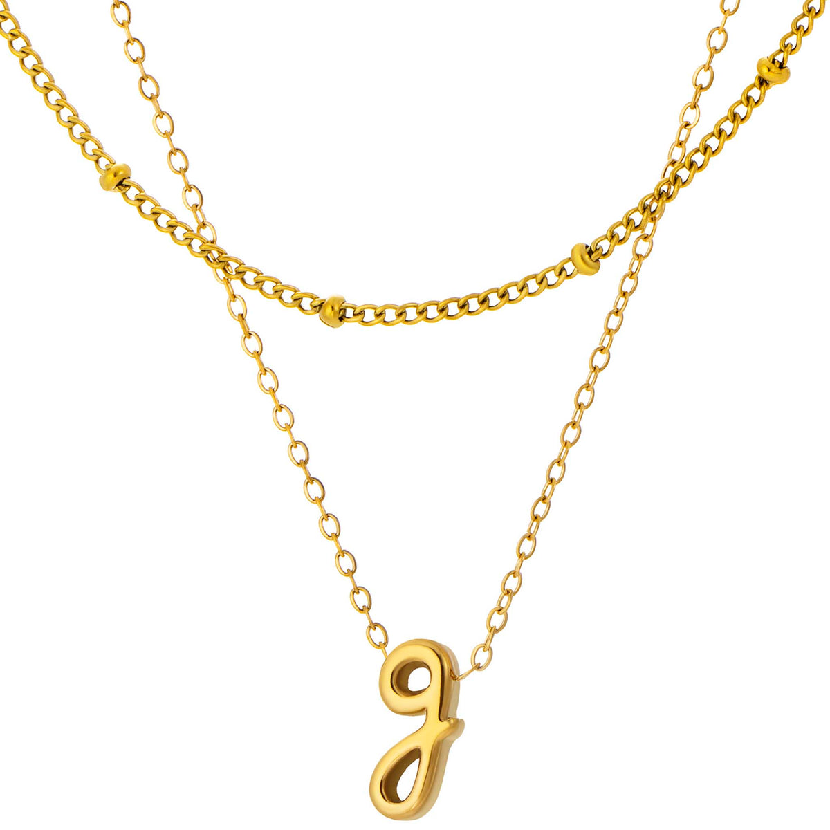 Initial Necklace for Women, Layered Beaded Chain Necklace, A to Z Letter Pendant Jewelry for Daily Wear