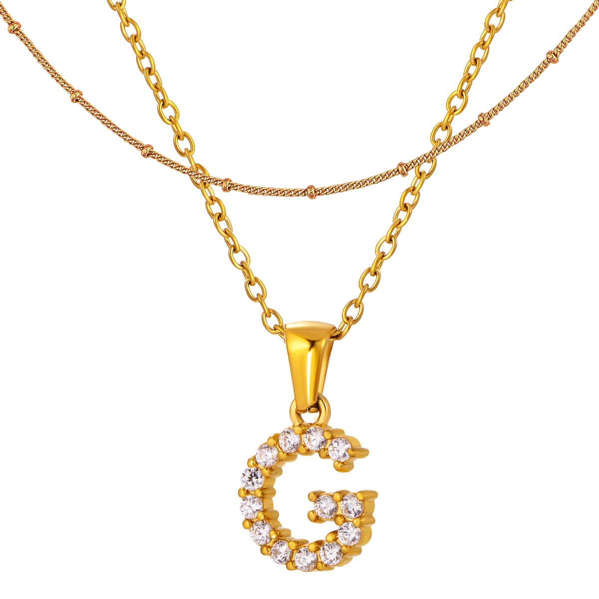 Stainless Steel Initial Necklace for Women, Gold Tone Crystal Letter Pendant, A-Z Alphabet Necklace, Personalized Jewelry Gift