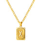 Stainless Steel Initial Necklace for Men and Women, Gold Tone Rectangular Letter Pendant, A to Z Alphabet Jewelry