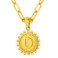 Initial Necklace for Women, Round Coin Letter Pendant, Textured Medallion Charm, Paperclip Chain Jewelry for Daily Wear