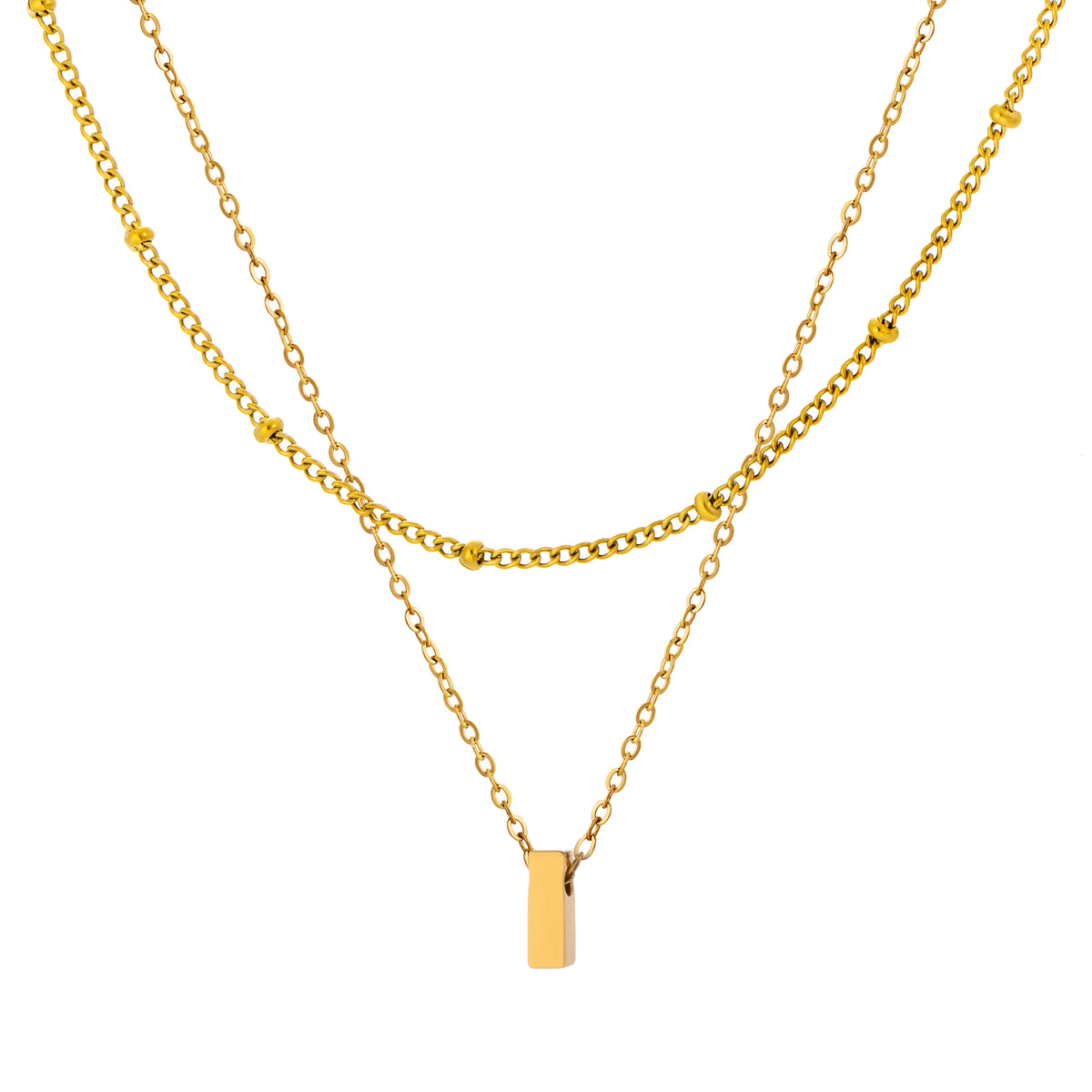 Petite Initial Necklace for Women, Layered Beaded Chain Necklace, A to Z Letter Pendant Jewelry for Daily Wear