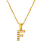 Stainless Steel Initial Necklace for Men and Women, Gold Tone Rhinestone Letter Pendant, A to Z Alphabet Jewelry, 21 x 13 mm