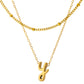 Initial Necklace for Women, Layered Beaded Chain Necklace, A to Z Letter Pendant Jewelry for Daily Wear