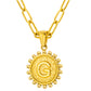 Initial Necklace for Women, Round Coin Letter Pendant, Textured Medallion Charm, Paperclip Chain Jewelry for Daily Wear