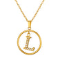 Initial Necklace for Women, Round Frame Letter Pendant, A to Z Alphabet Charm Necklace, Pave Initial Jewelry