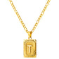Stainless Steel Initial Necklace for Men and Women, Gold Tone Rectangular Letter Pendant, A to Z Alphabet Jewelry