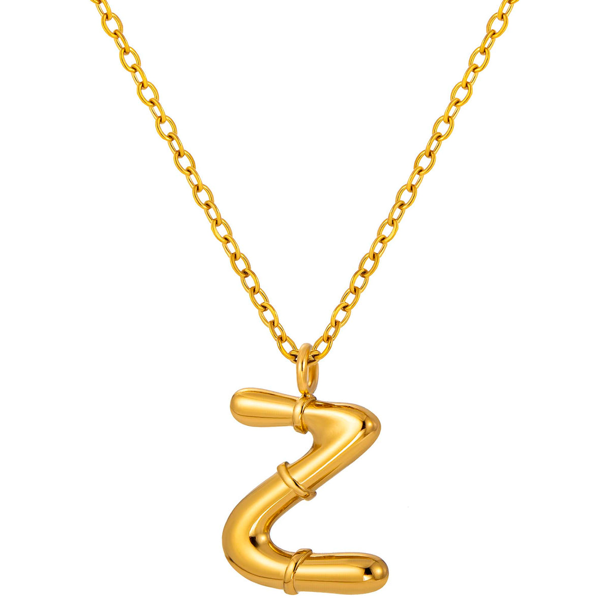 Initial Necklace for Women, Bubble Letter Pendant Necklace, Alphabet Charm Necklace, A to Z Personalized Jewelry