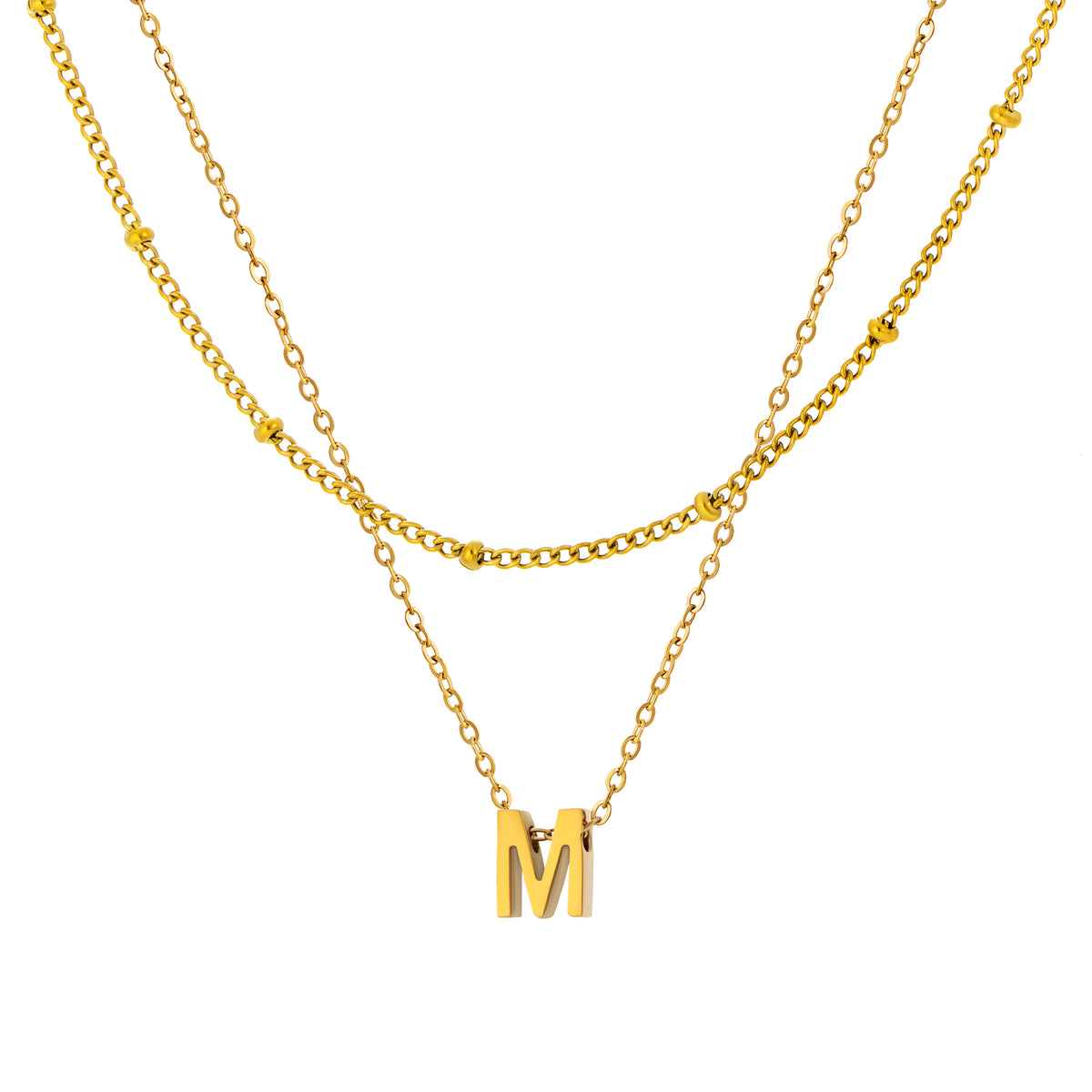 Petite Initial Necklace for Women, Layered Beaded Chain Necklace, A to Z Letter Pendant Jewelry for Daily Wear