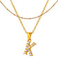 Stainless Steel Initial Necklace for Women, Gold Tone Crystal Letter Pendant, A-Z Alphabet Necklace, Personalized Jewelry Gift