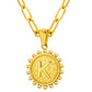 Initial Necklace for Women, Round Coin Letter Pendant, Textured Medallion Charm, Paperclip Chain Jewelry for Daily Wear