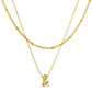 Initial Necklace for Women, Layered Beaded Chain Necklace, A to Z Letter Pendant Jewelry for Daily Wear