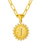 Initial Necklace for Women, Round Coin Letter Pendant, Textured Medallion Charm, Paperclip Chain Jewelry for Daily Wear