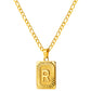 Stainless Steel Initial Necklace for Men and Women, Gold Tone Rectangular Letter Pendant, A to Z Alphabet Jewelry
