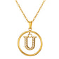Initial Necklace for Women, Round Frame Letter Pendant, A to Z Alphabet Charm Necklace, Pave Initial Jewelry