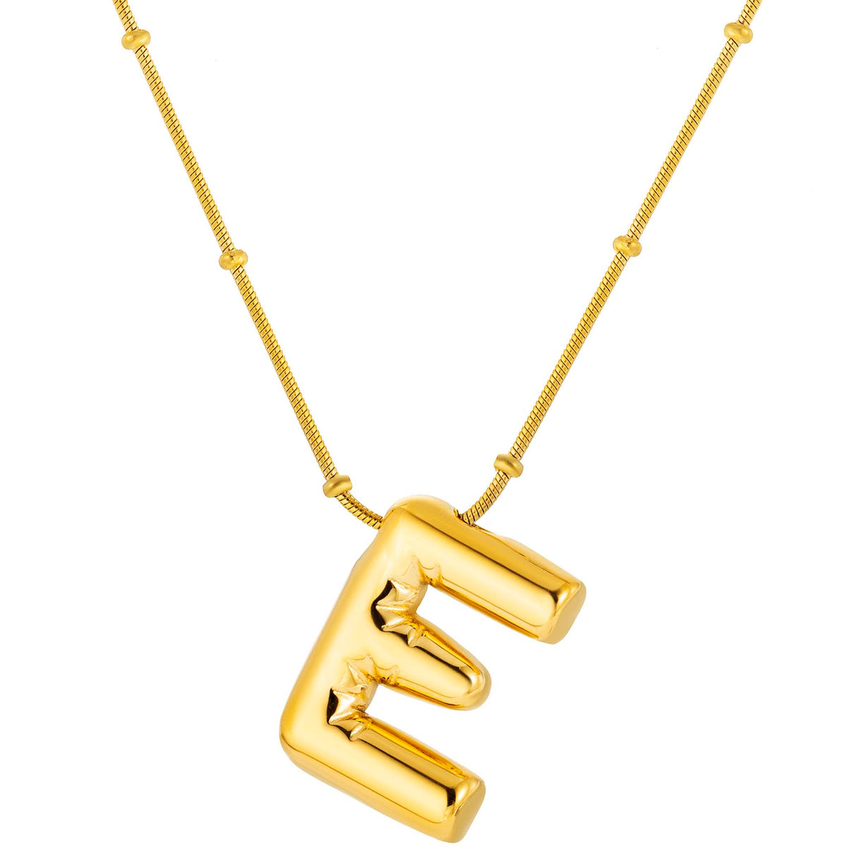 Initial Necklace for Women, Bubble Letter Pendant Necklace, A to Z Alphabet Charm, Beaded Chain Jewelry