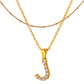Stainless Steel Initial Necklace for Women, Gold Tone Crystal Letter Pendant, A-Z Alphabet Necklace, Personalized Jewelry Gift