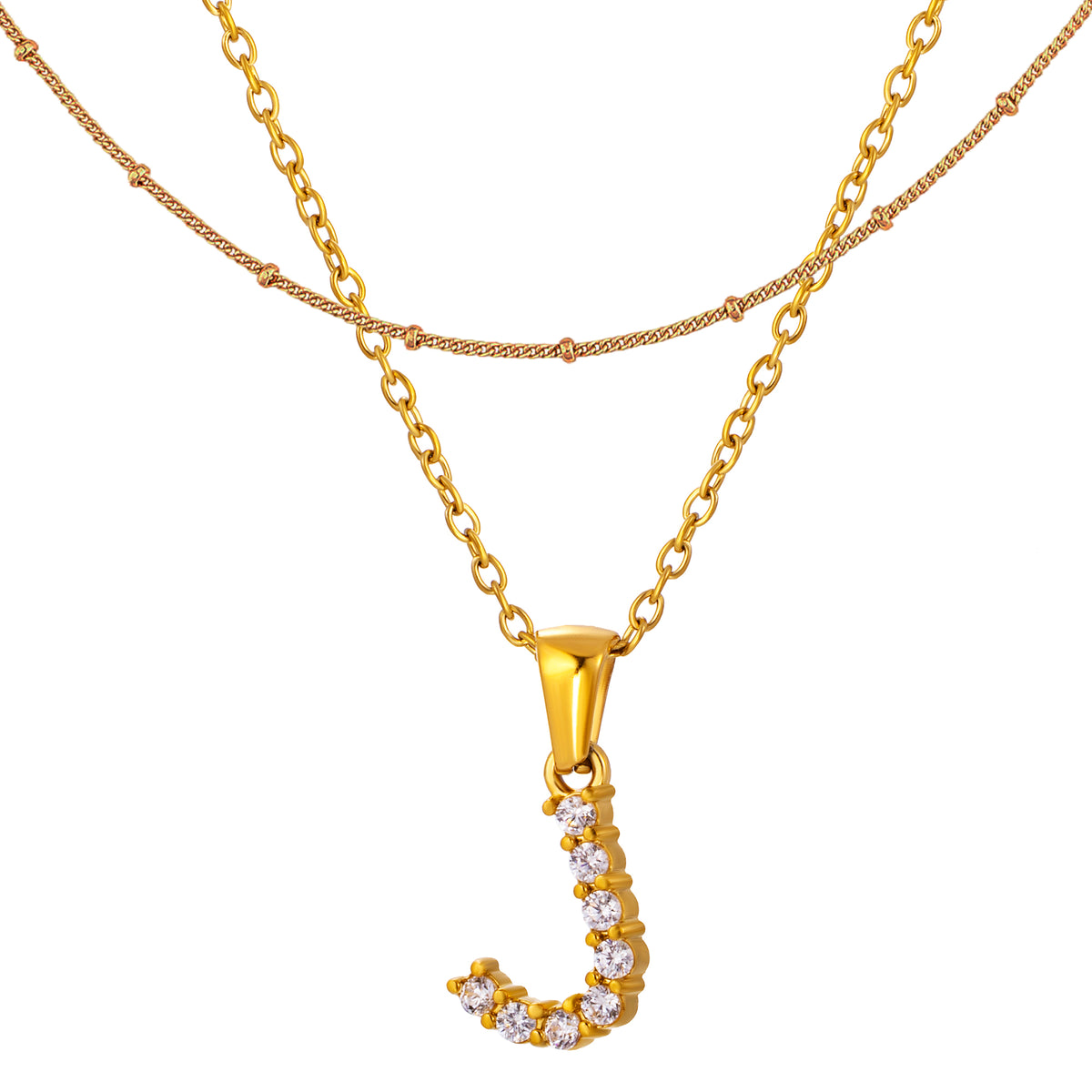 Stainless Steel Initial Necklace for Women, Gold Tone Crystal Letter Pendant, A-Z Alphabet Necklace, Personalized Jewelry Gift