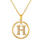 Initial Necklace for Women, Round Frame Letter Pendant, A to Z Alphabet Charm Necklace, Pave Initial Jewelry