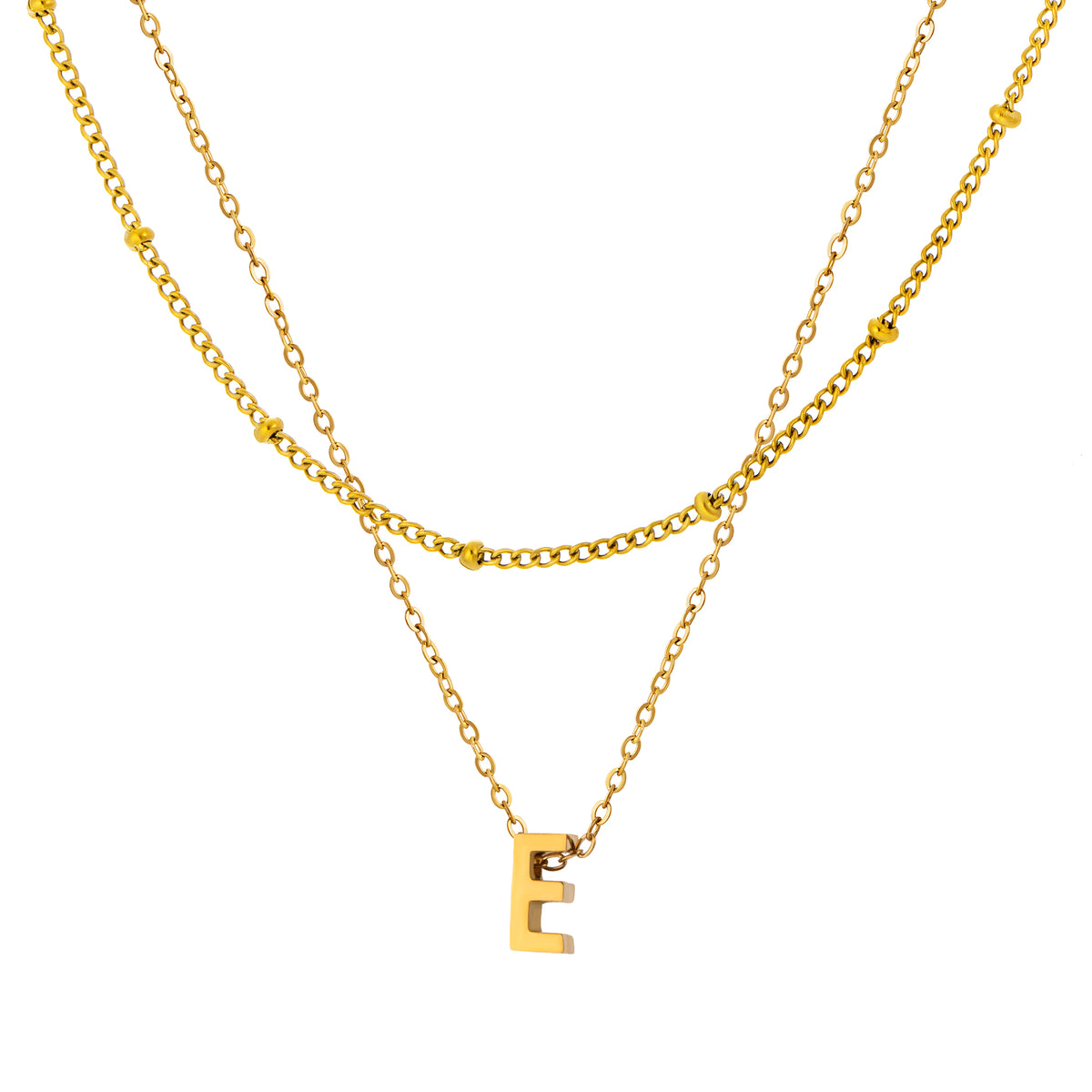 Petite Initial Necklace for Women, Layered Beaded Chain Necklace, A to Z Letter Pendant Jewelry for Daily Wear