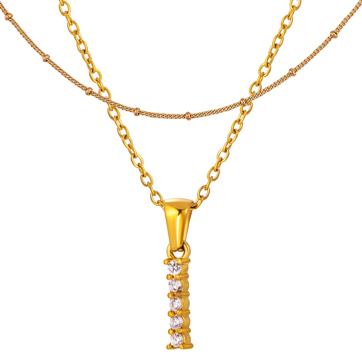 Stainless Steel Initial Necklace for Women, Gold Tone Crystal Letter Pendant, A-Z Alphabet Necklace, Personalized Jewelry Gift