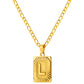 Stainless Steel Initial Necklace for Men and Women, Gold Tone Rectangular Letter Pendant, A to Z Alphabet Jewelry