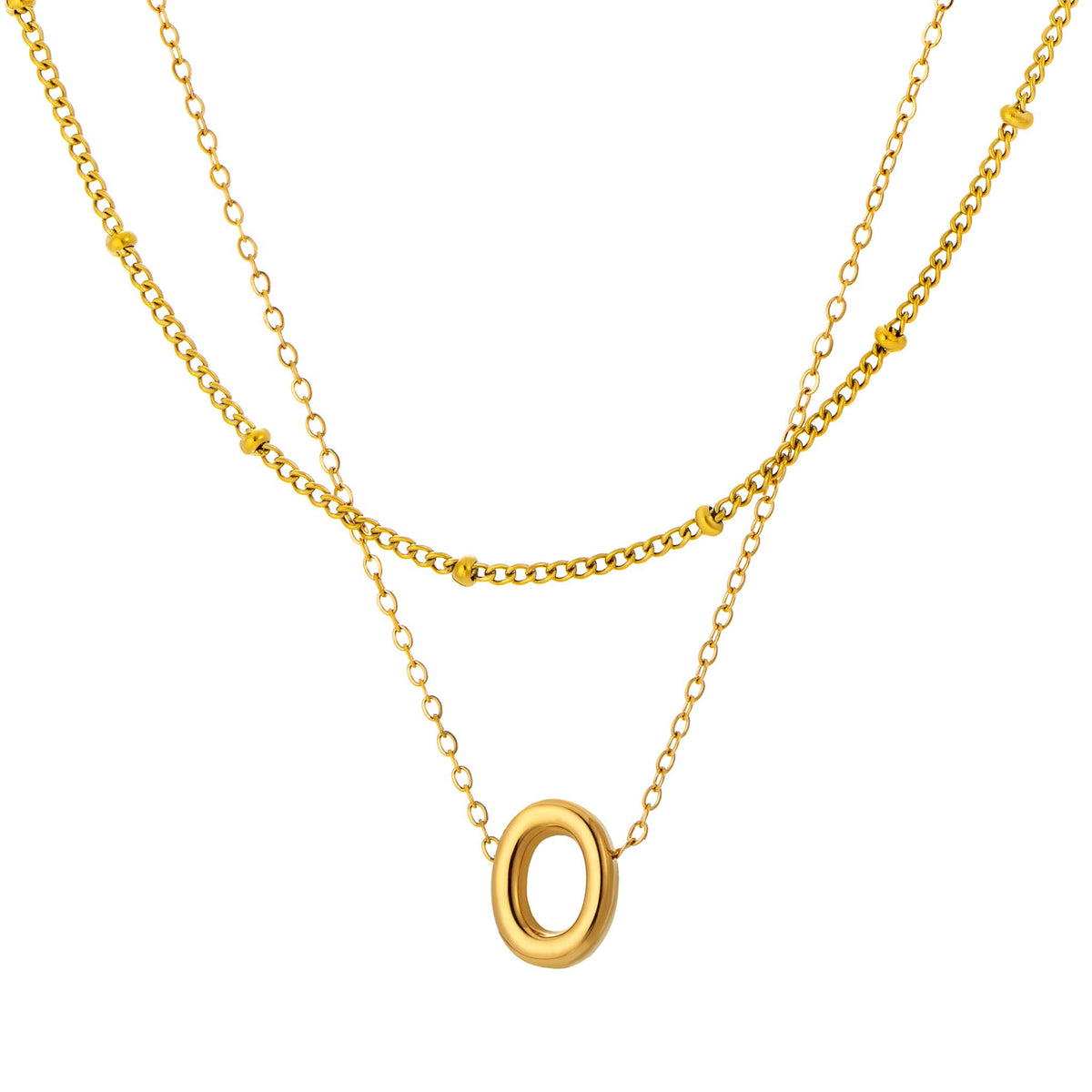 Initial Necklace for Women, Layered Beaded Chain Necklace, A to Z Letter Pendant Jewelry for Daily Wear