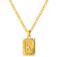 Stainless Steel Initial Necklace for Men and Women, Gold Tone Rectangular Letter Pendant, A to Z Alphabet Jewelry