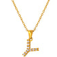 Stainless Steel Initial Necklace for Men and Women, Gold Tone Rhinestone Letter Pendant, A to Z Alphabet Jewelry, 21 x 13 mm
