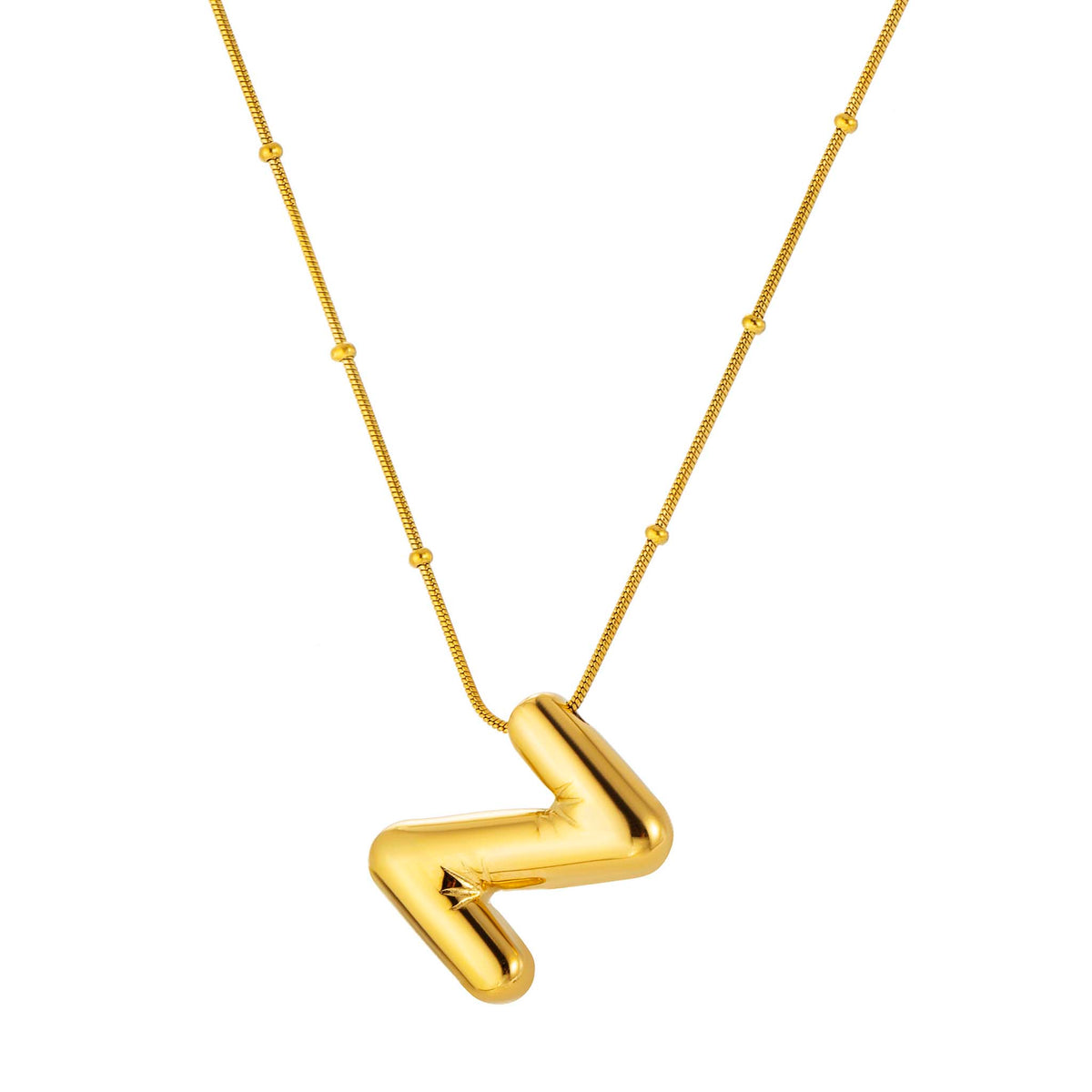 Initial Necklace for Women, Bubble Letter Pendant Necklace, A to Z Alphabet Charm, Beaded Chain Jewelry