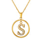 Initial Necklace for Women, Round Frame Letter Pendant, A to Z Alphabet Charm Necklace, Pave Initial Jewelry