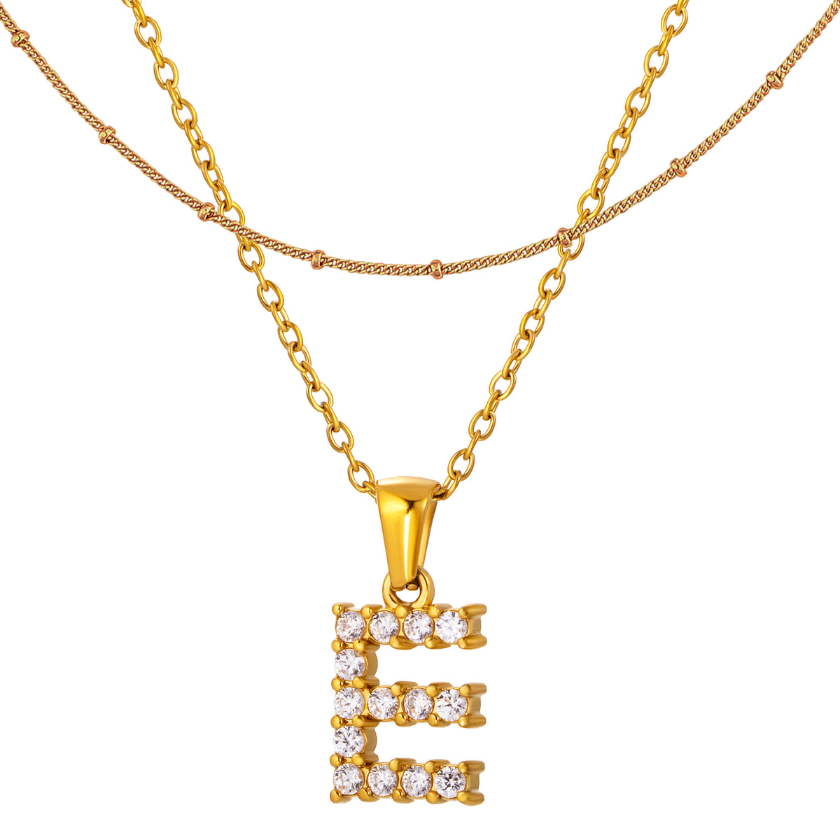 Stainless Steel Initial Necklace for Women, Gold Tone Crystal Letter Pendant, A-Z Alphabet Necklace, Personalized Jewelry Gift