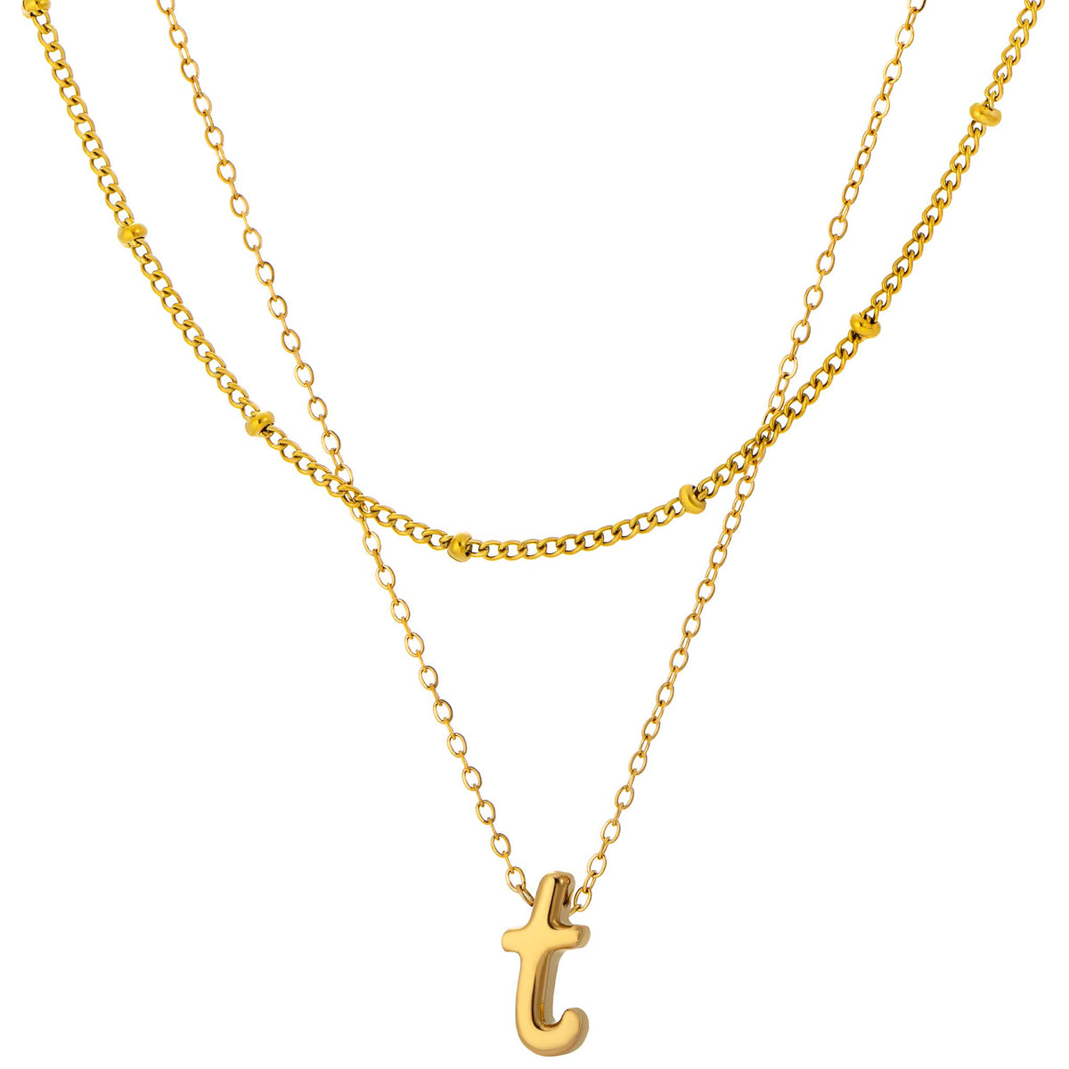 Initial Necklace for Women, Layered Beaded Chain Necklace, A to Z Letter Pendant Jewelry for Daily Wear