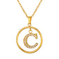 Initial Necklace for Women, Round Frame Letter Pendant, A to Z Alphabet Charm Necklace, Pave Initial Jewelry