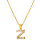 Stainless Steel Initial Necklace for Men and Women, Gold Tone Rhinestone Letter Pendant, A to Z Alphabet Jewelry, 21 x 13 mm