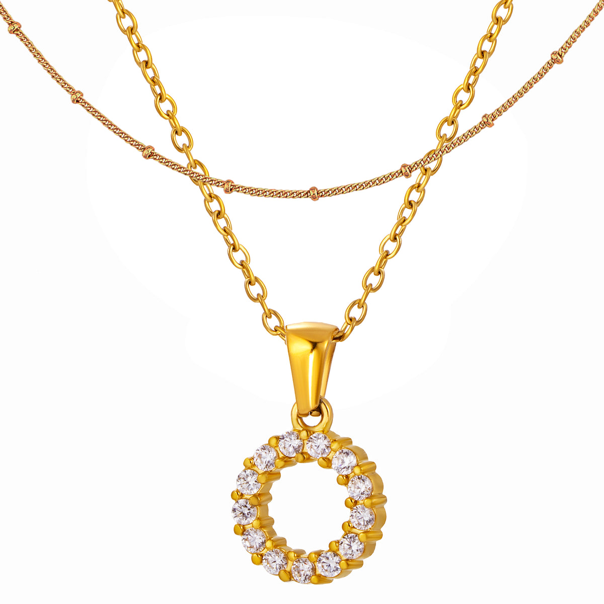 Stainless Steel Initial Necklace for Women, Gold Tone Crystal Letter Pendant, A-Z Alphabet Necklace, Personalized Jewelry Gift