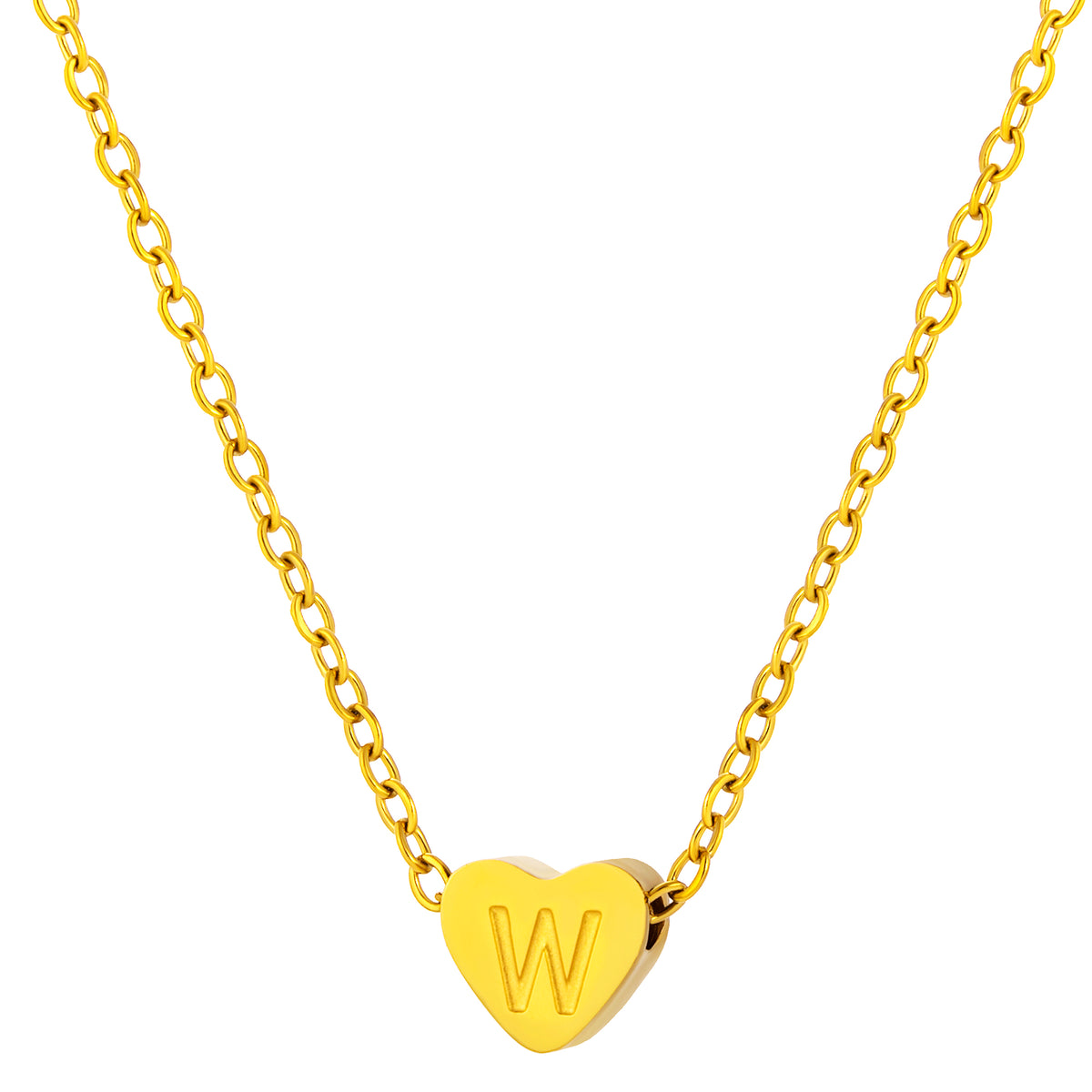 Initial Necklace for Women, Heart Letter Pendant Necklace, A to Z Alphabet Charm, Minimalist Name Jewelry