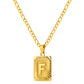 Stainless Steel Initial Necklace for Men and Women, Gold Tone Rectangular Letter Pendant, A to Z Alphabet Jewelry