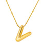 Initial Necklace for Women, Bubble Letter Pendant Necklace, A to Z Alphabet Charm, Beaded Chain Jewelry