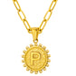 Initial Necklace for Women, Round Coin Letter Pendant, Textured Medallion Charm, Paperclip Chain Jewelry for Daily Wear