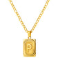 Stainless Steel Initial Necklace for Men and Women, Gold Tone Rectangular Letter Pendant, A to Z Alphabet Jewelry